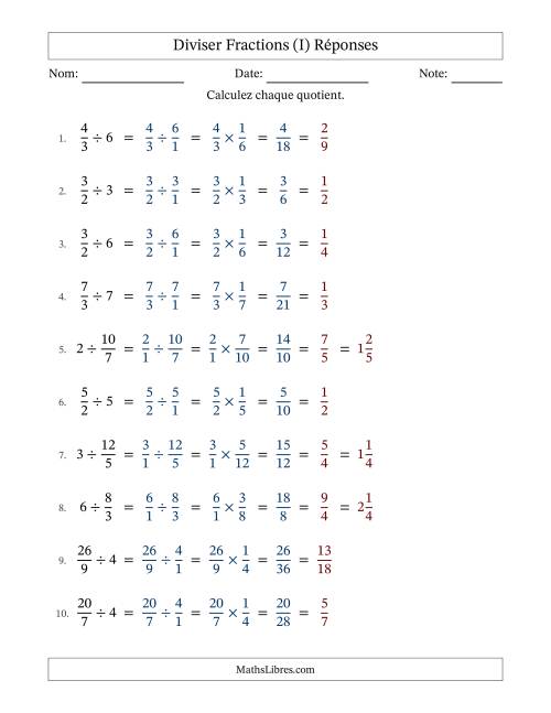 Diviser Improper Fractions con nombres éntiers, et avec simplification dans tous les problèmes (Remplissable) (I) page 2