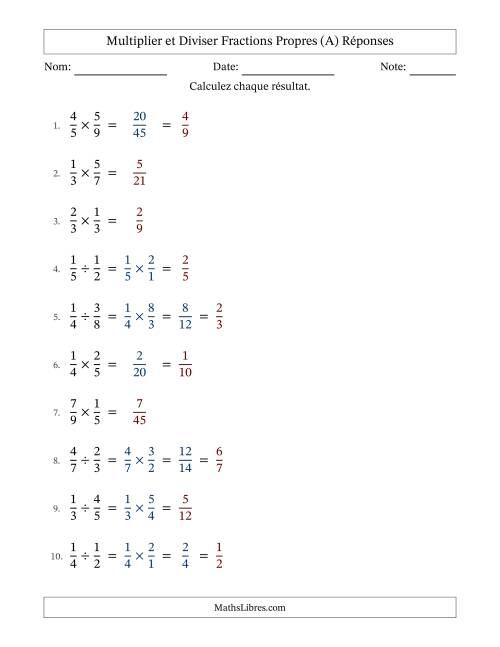 Multiplier et diviser fractions propres, et avec simplification dans quelques problèmes (Remplissable) (A) page 2