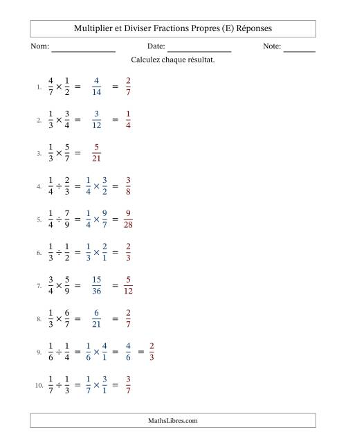 Multiplier et diviser fractions propres, et avec simplification dans quelques problèmes (Remplissable) (E) page 2