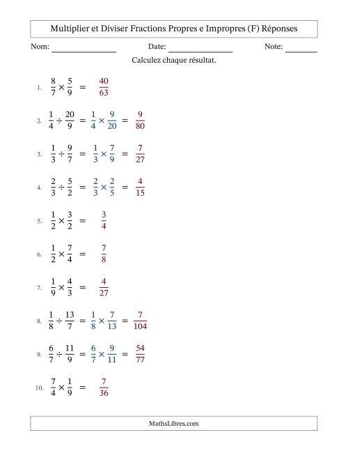 Multiplier et diviser fractions propres e impropres, et sans simplification (Remplissable) (F) page 2