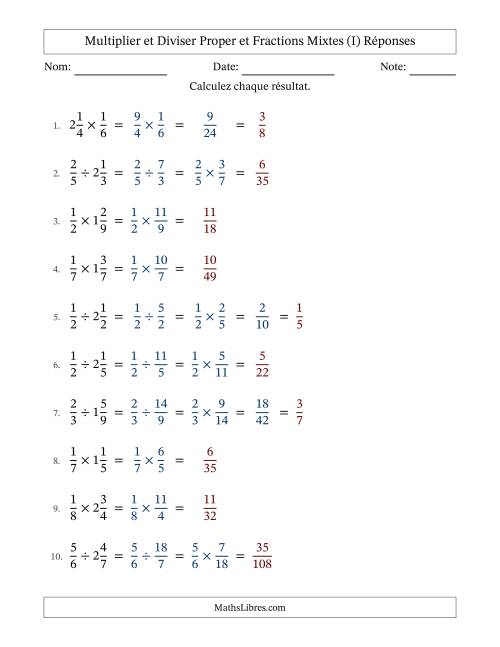 Multiplier et diviser Proper et fractions mixtes, et avec simplification dans quelques problèmes (Remplissable) (I) page 2