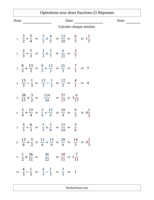 Opérations avec fractions propres et impropres avec dénominateurs similaires, résultats sous fractions mixtes et simplification dans tous les problèmes (Remplissable) (I) page 2