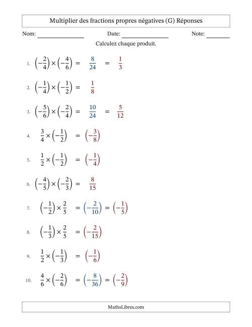 Multiplier des fractions propres négatives avec dénominateurs différents jusqu'aux sixièmes, résultats sous fractions propres et quelque simplification (G) page 2