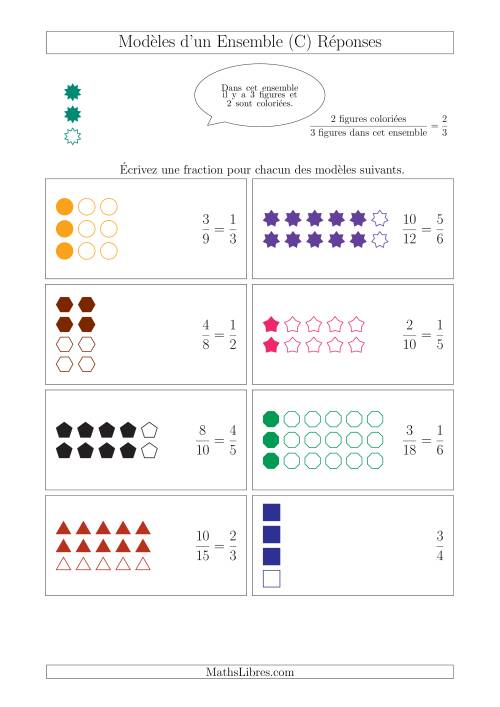 Représentation des Fractions avec des Modèles d'un Ensemble Jusqu'aux Huitièmes (C) page 2