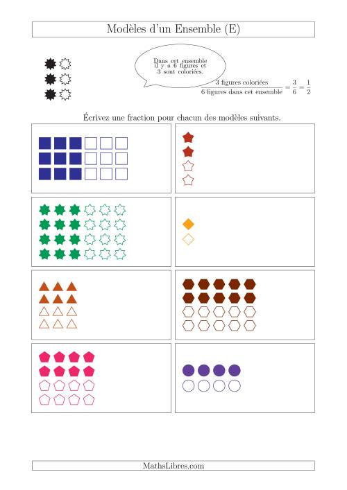 Représentation des Fractions avec des Modèles d'un Ensemble (Demis Seulement) (E)