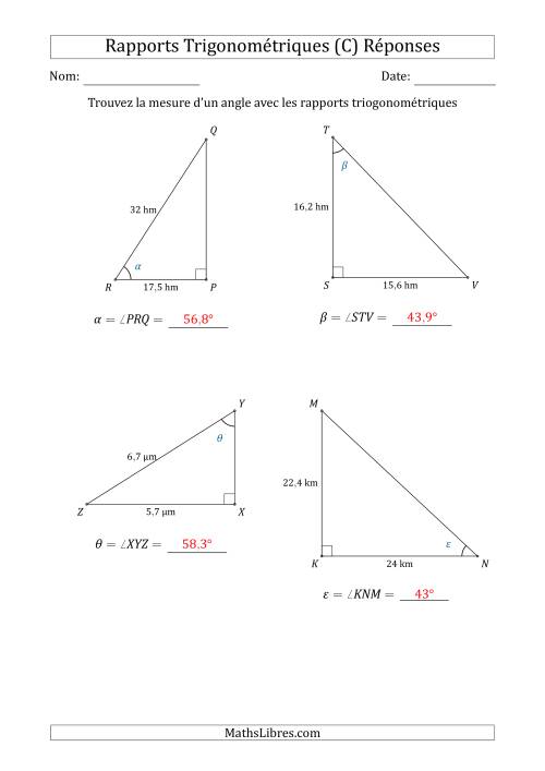 Calcul de la Mesure d'un Angle Avec les Rapports Trigonométriques (C) page 2