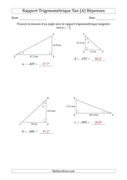 Calcul de la Mesure d'un Angle Avec le Rapport Trigonométrique Tangente (A) page 2