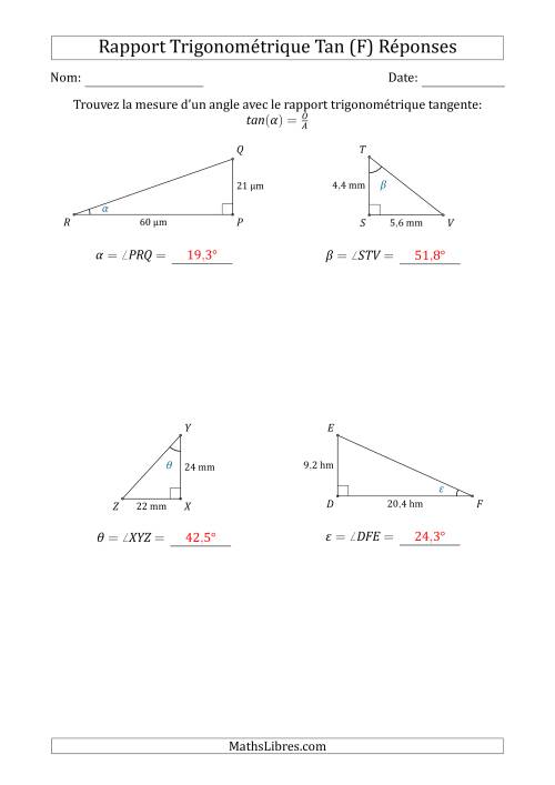 Calcul de la Mesure d'un Angle Avec le Rapport Trigonométrique Tangente (F) page 2