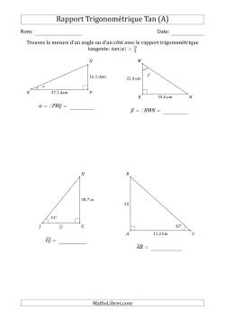 Calcul de la Mesure d'un Angle ou d'un Côté Avec le Rapport Trigonométrique Tangente