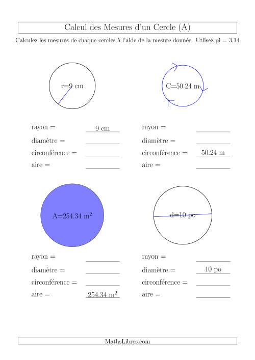 Calcul de l'Aire & Circonférence (A)