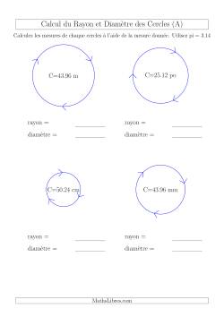 Calcul du Rayon & Diamètre à Partir de la Circonférence