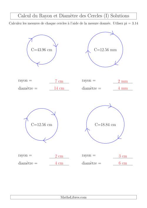 Calcul du Rayon & Diamètre à Partir de la Circonférence (I) page 2