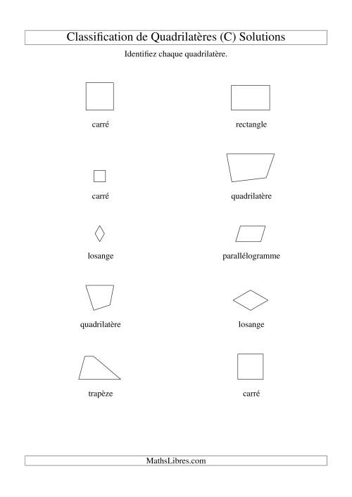 Classification de quadrilatères (carrés, rectangles, parallélogrammes, trapèzes, losanges et non-définis) (C) page 2