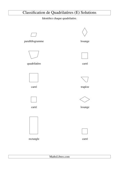 Classification de quadrilatères (carrés, rectangles, parallélogrammes, trapèzes, losanges et non-définis) (E) page 2