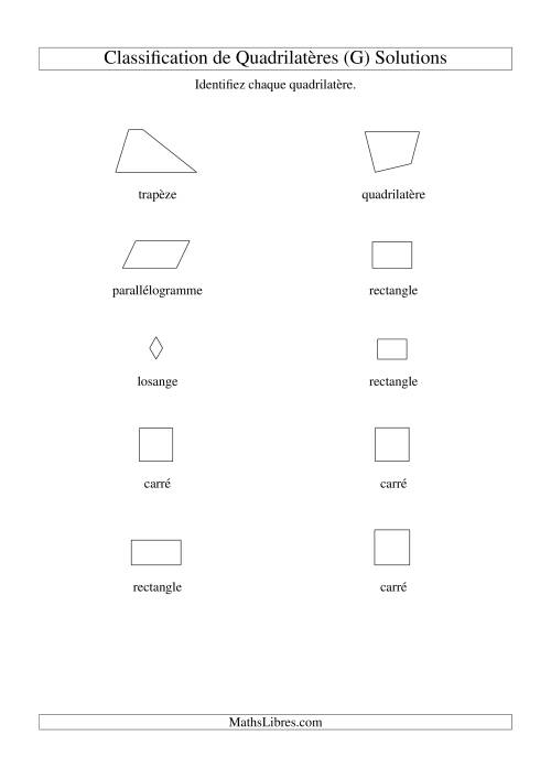 Classification de quadrilatères (carrés, rectangles, parallélogrammes, trapèzes, losanges et non-définis) (G) page 2