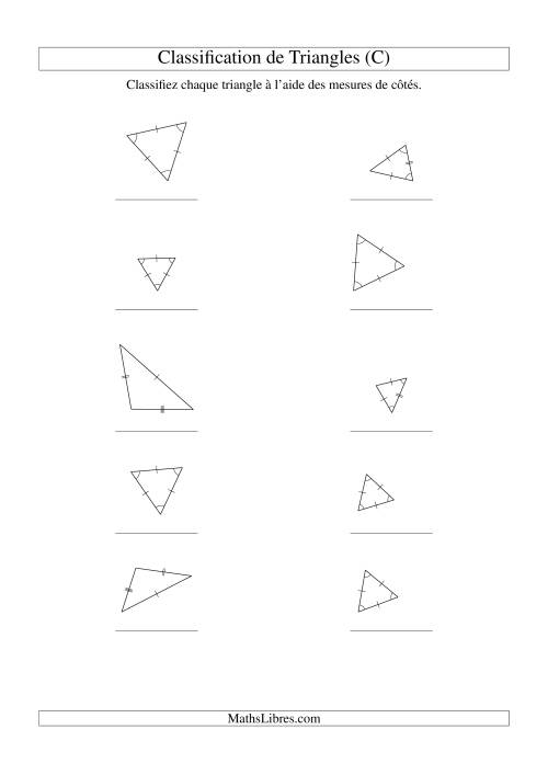 Classification de triangles à l'aide de leurs mesures de côtés (C)
