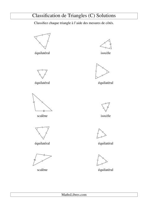 Classification de triangles à l'aide de leurs mesures de côtés (C) page 2