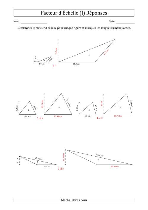 Déterminer les Facteurs d'Échelles des Triangles et Déterminer les Longeurs Manquantes (Facteur d'Échelle à un Intervalle de 0,1) (J) page 2