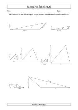 Déterminer les Facteurs d'Échelles des Triangles et Déterminer les Longeurs Manquantes (Facteur d'Échelle à un Intervalle de 0,5)