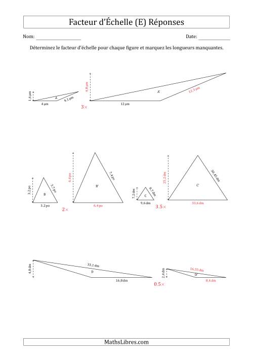 Déterminer les Facteurs d'Échelles des Triangles et Déterminer les Longeurs Manquantes (Facteur d'Échelle à un Intervalle de 0,5) (E) page 2