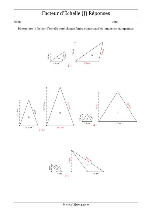 Déterminer les Facteurs d'Échelles des Triangles et Déterminer les Longeurs Manquantes (Facteur d'Échelle à un Intervalle de 0,5) (J) page 2