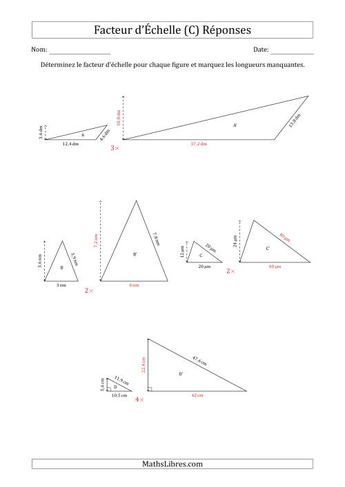 Déterminer les Facteurs d'Échelles des Triangles et Déterminer les Longeurs Manquantes (Facteur d'Échelle en Nombre Entier) (C) page 2