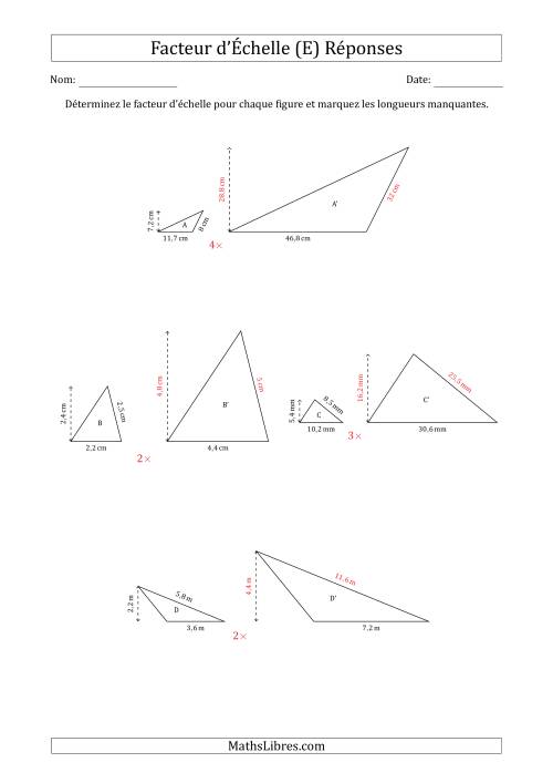 Déterminer les Facteurs d'Échelles des Triangles et Déterminer les Longeurs Manquantes (Facteur d'Échelle en Nombre Entier) (E) page 2