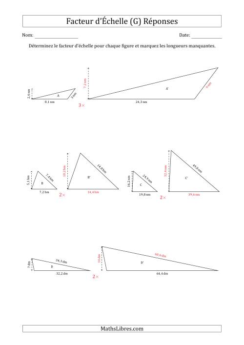 Déterminer les Facteurs d'Échelles des Triangles et Déterminer les Longeurs Manquantes (Facteur d'Échelle en Nombre Entier) (G) page 2
