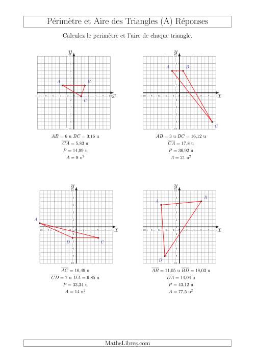 Calcul du Périmètre et de l'Aire des Triangles sur un Plan de Coordonnées (A) page 2