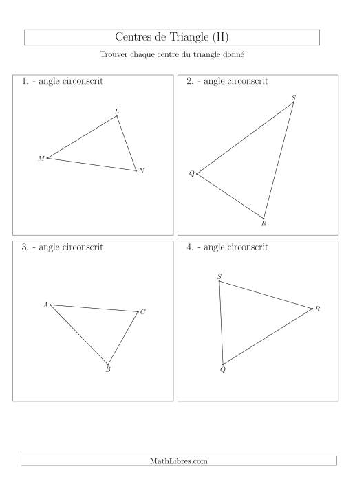 Angles Circonscrits des Triangles Aiguës  et Obtus (H)