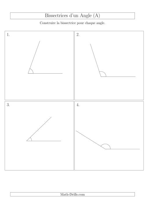 Bissectrices d'un Angle (Sans des Angles Tournés Aléatoirement) (Tout)