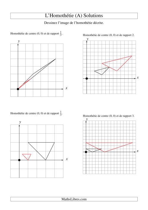 Homothéties de figures à 3 sommets par rapport à l'origine -- 1er quadrant (A) page 2