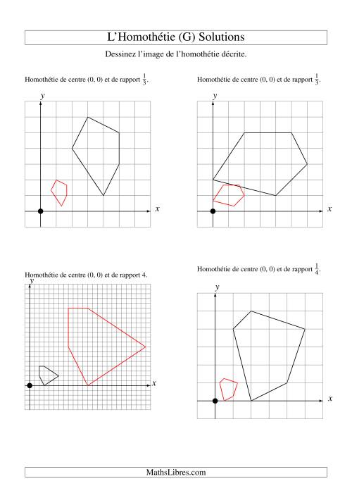 Homothéties de figures à 5 sommets par rapport à l'origine -- 1er quadrant (G) page 2