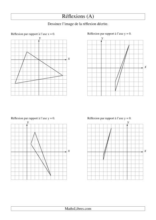 Réflexion de figures à 3 sommets sur les axes x = 0 et y = 0 (A)