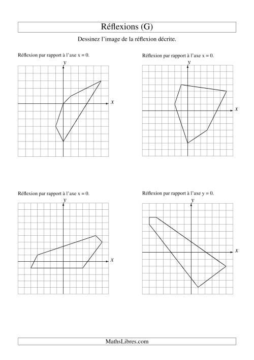 Réflexion de figures à 5 sommets sur les axes x = 0 et y = 0 (G)