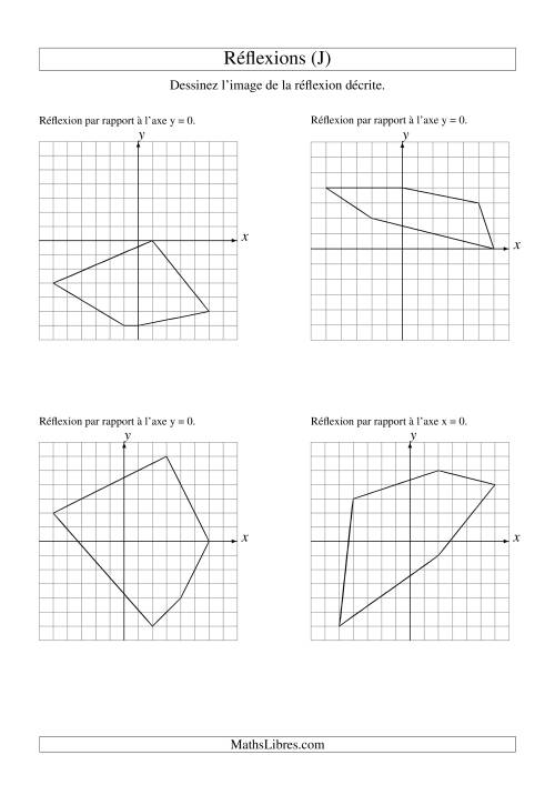 Réflexion de figures à 5 sommets sur les axes x = 0 et y = 0 (J)