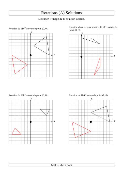 Rotation de figures à 3 sommets par rapport à l'origine -- 1er quadrant (Tout) page 2
