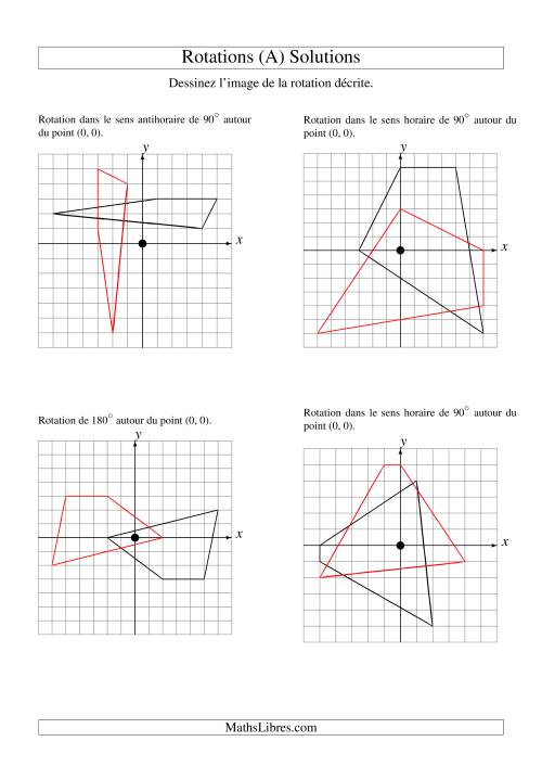Rotation de figures à 4 sommets par rapport à l'origine (A) page 2