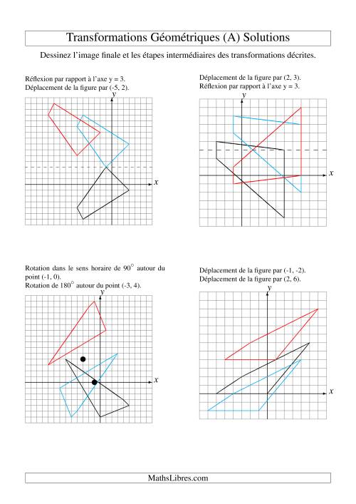 Transformation variées (sans homothétie) -- Figures à 4 sommets -- 2 étapes (A) page 2