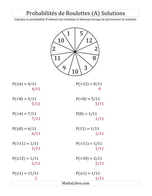 Probabilité -- Roulette à 11 sections (A) page 2