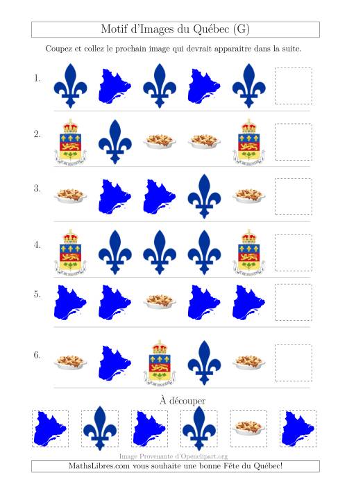Motif d'Images du Québec avec Comme Attribut la Forme (G)