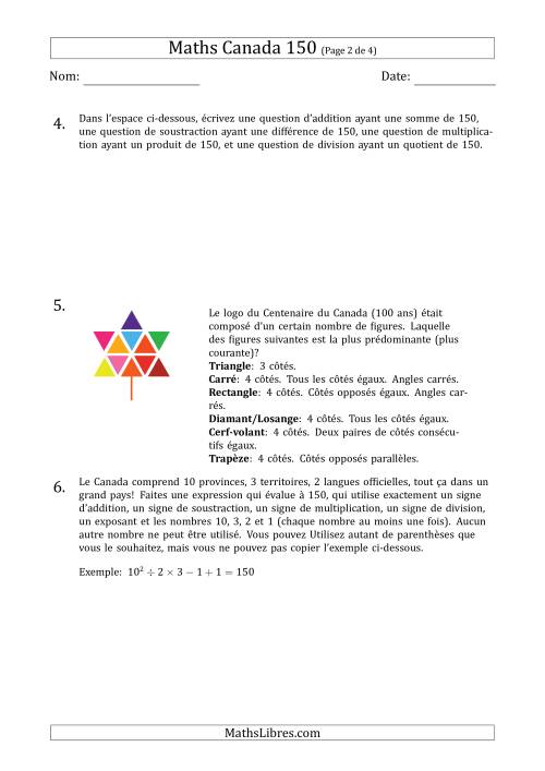 Problèmes Mathématiques du Canada 150 page 2