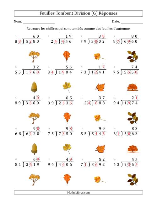 C'est l'automne, les chiffres sont tombés, Division (Version Plus Difficile) (G) page 2