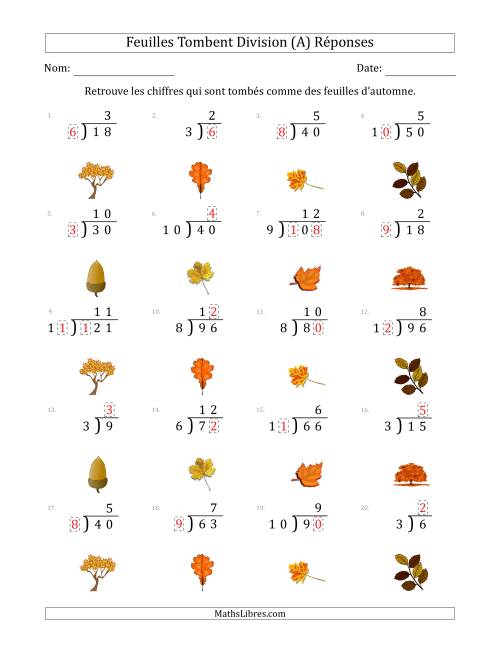 C'est l'automne, les chiffres sont tombés, Division (Version Plus Facile) (A) page 2