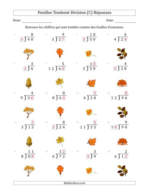 C'est l'automne, les chiffres sont tombés, Division (Version Plus Facile) (C) page 2