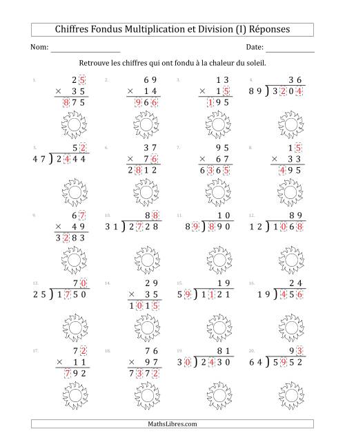 C'est l'été, les chiffres ont fondu, Multiplication et Division (Versión Plus Difficile) (I) page 2