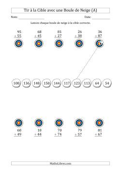 Tir à la Cible avec une Boule de Neige (Addition d'un Nombre à Deux Chiffres)