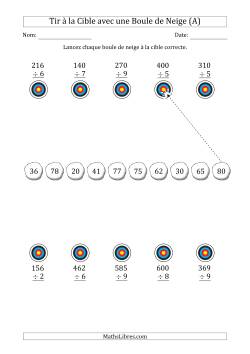 Tir à la Cible avec une Boule de Neige (Division d'un Nombre à Deux Chiffres)