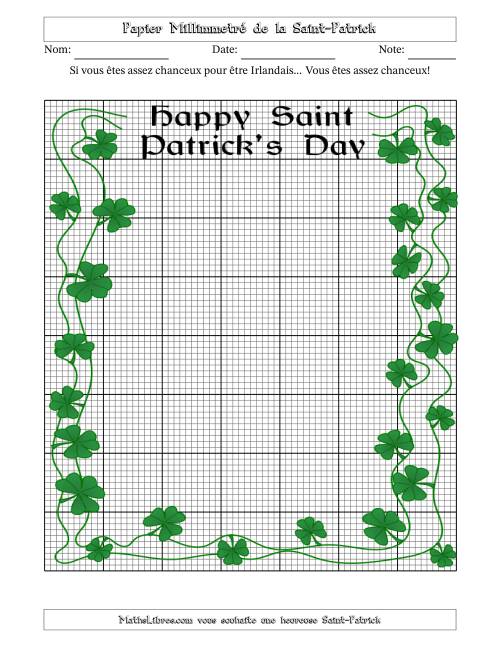 Papier Milliméttré de la Saint Patrick Avec une Bordure Fantaisie (10 Lignes par Pouce) (A)