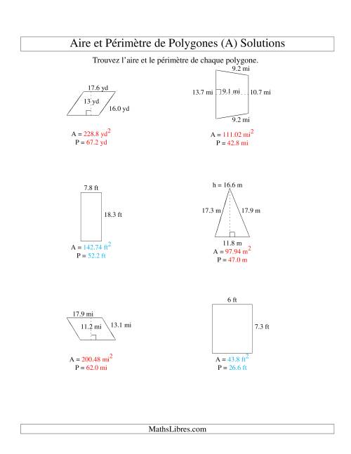 Aire et périmètre de formes variées (jusqu'à 1 décimale; variation 5-20) (A) page 2